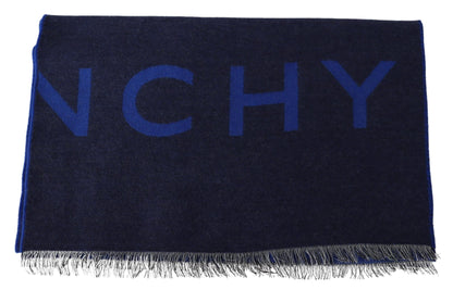Blue Wool Unisex Winter Warm Scarf Wrap Shawl