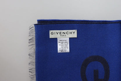 Blue Wool Unisex Winter Warm Scarf Wrap Shawl