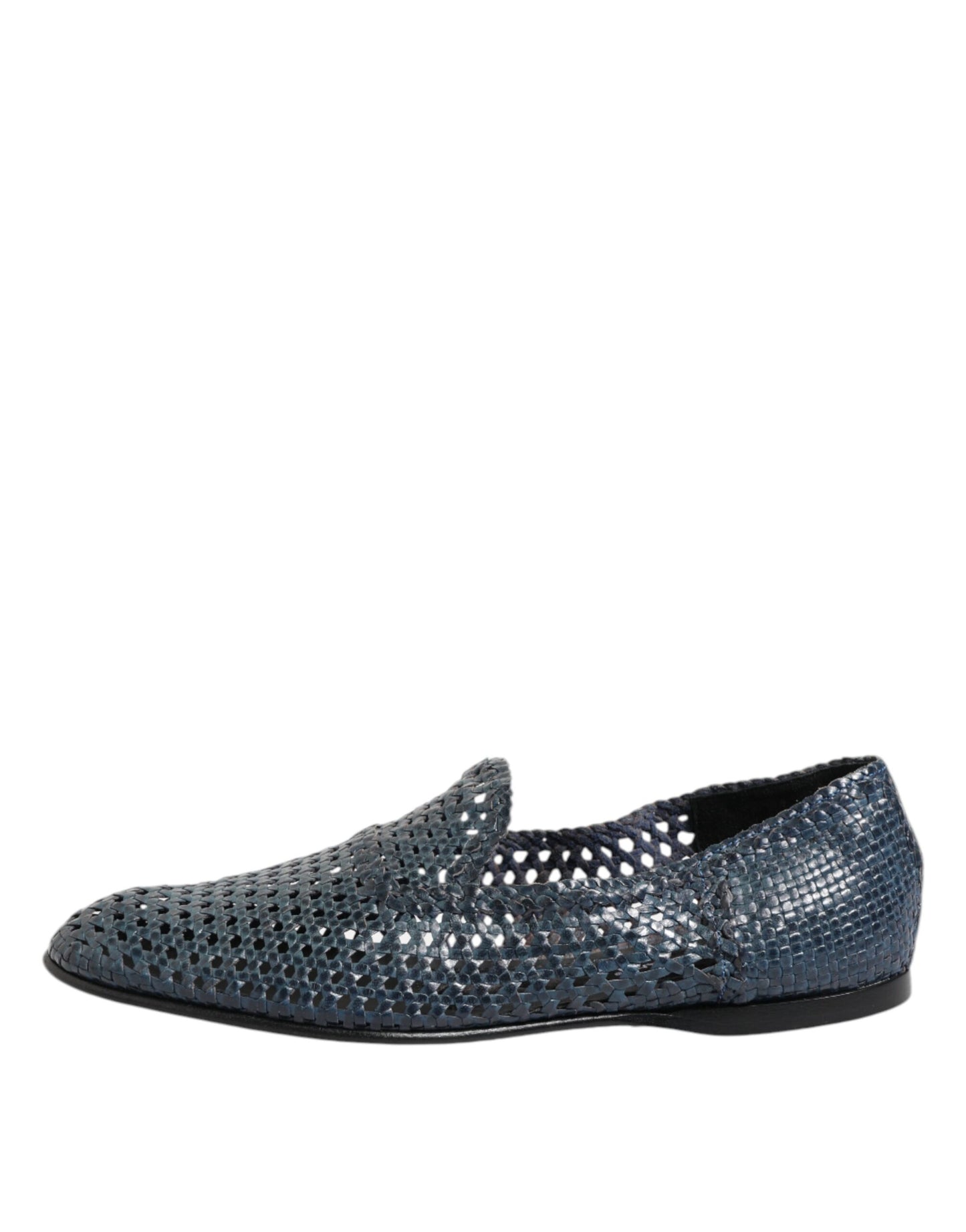 Blue Woven Leather Slip On Loafers Shoes-Dolce & Gabbana-LabelTerrace.com