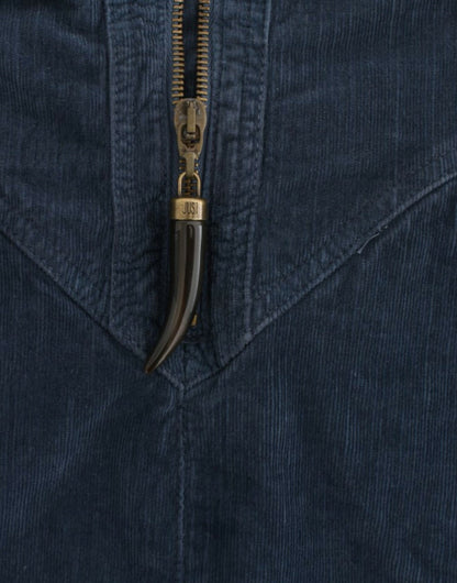 Blue corduroy pencil skirt-Cavalli-LabelTerrace.com