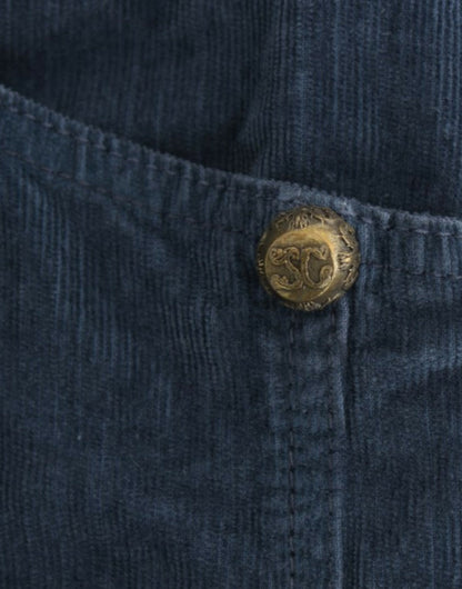 Blue corduroy pencil skirt-Cavalli-LabelTerrace.com