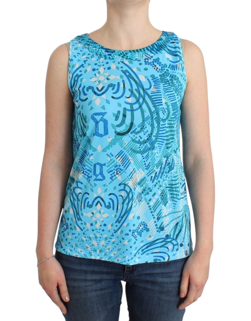 Blue printed tank top-John Galliano-LabelTerrace.com