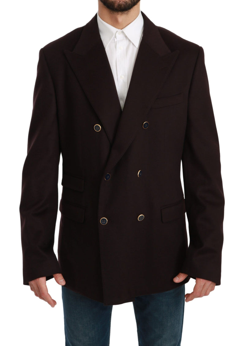 Bordeaux Cashmere Coat TAORMINA Blazer-Dolce & Gabbana-LabelTerrace.com