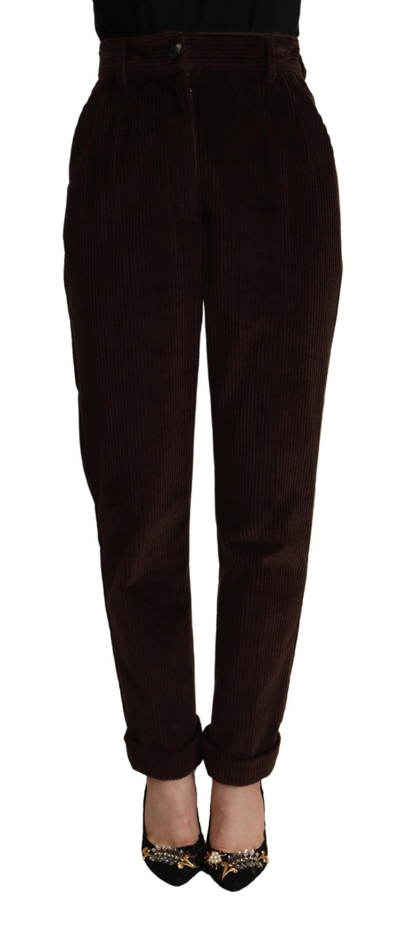 Bordeaux Corduroy Cotton Trouser Tapered Pants-Dolce & Gabbana-LabelTerrace.com