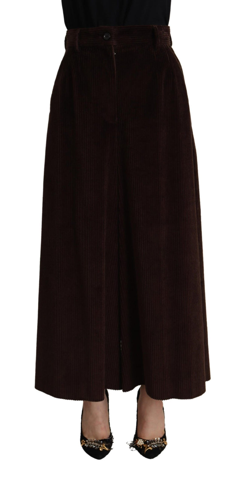 Bordeaux Corduroy Cotton Trouser Wide Leg Pants-Dolce & Gabbana-LabelTerrace.com