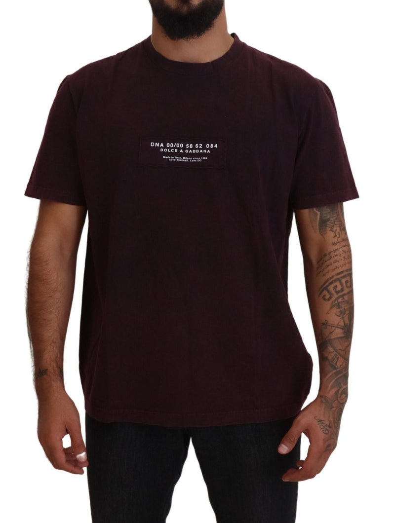 Bordeaux Crewneck Short Sleeve T-shirt-Dolce & Gabbana-LabelTerrace.com