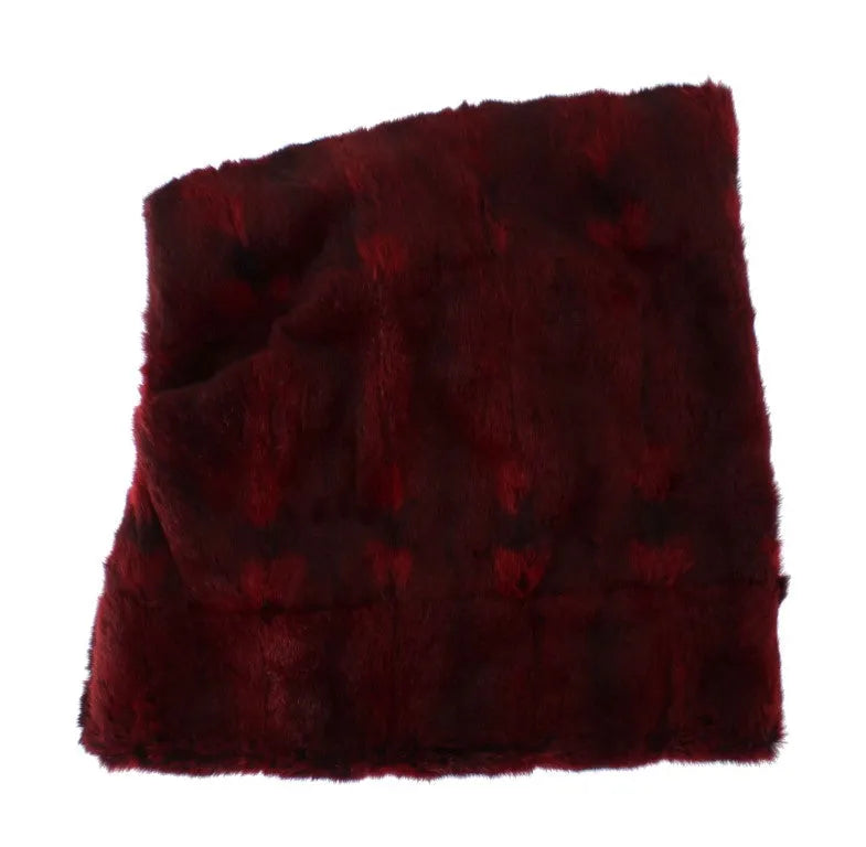 Bordeaux Hamster Fur Crochet Hood Scarf Hat-Dolce & Gabbana-LabelTerrace.com