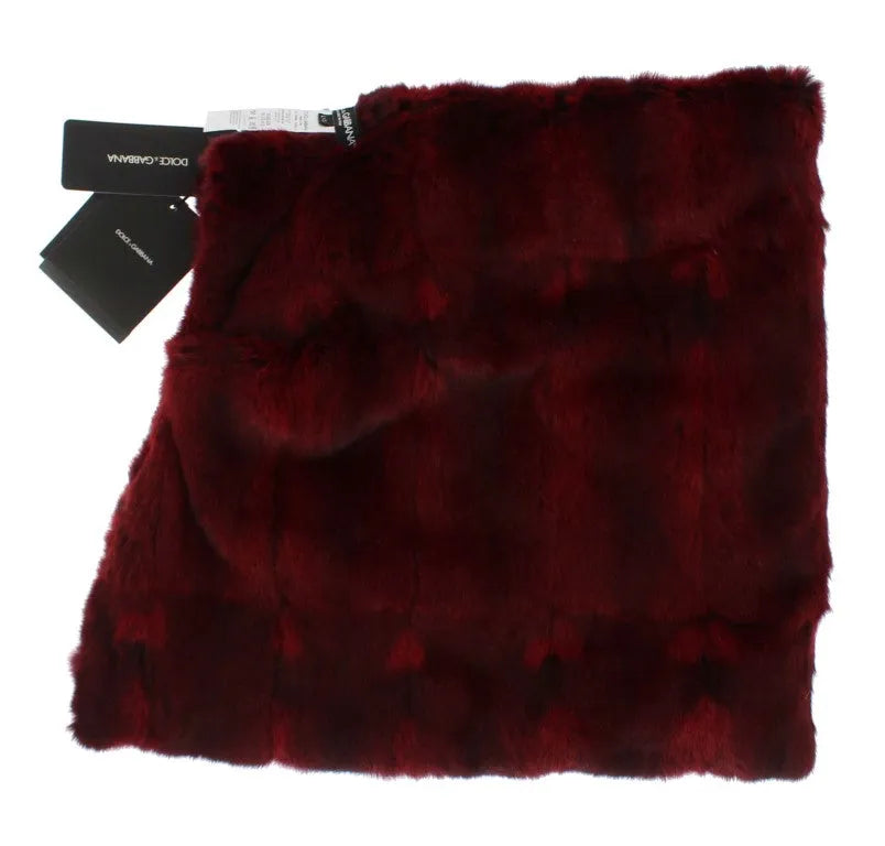 Bordeaux Hamster Fur Crochet Hood Scarf Hat-Dolce & Gabbana-LabelTerrace.com