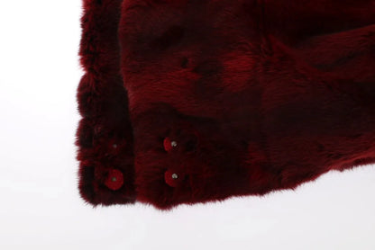 Bordeaux Hamster Fur Crochet Hood Scarf Hat-Dolce & Gabbana-LabelTerrace.com