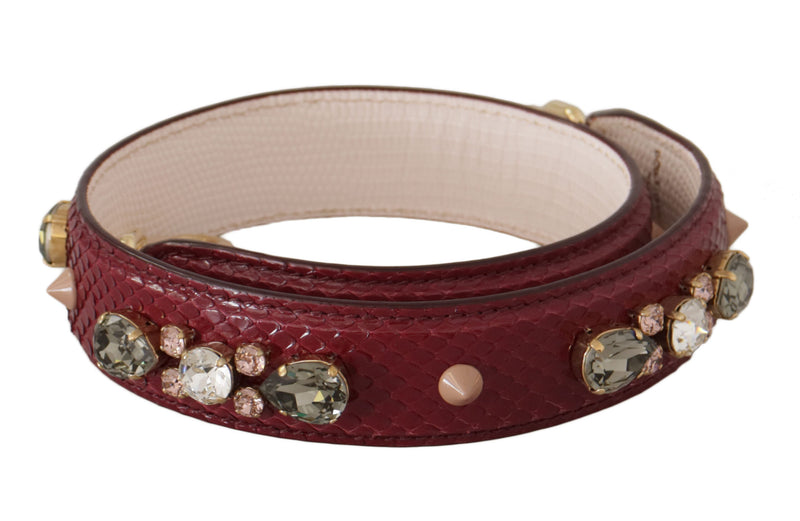 Bordeaux Leather Crystals Bag Shoulder Strap-Dolce & Gabbana-LabelTerrace.com