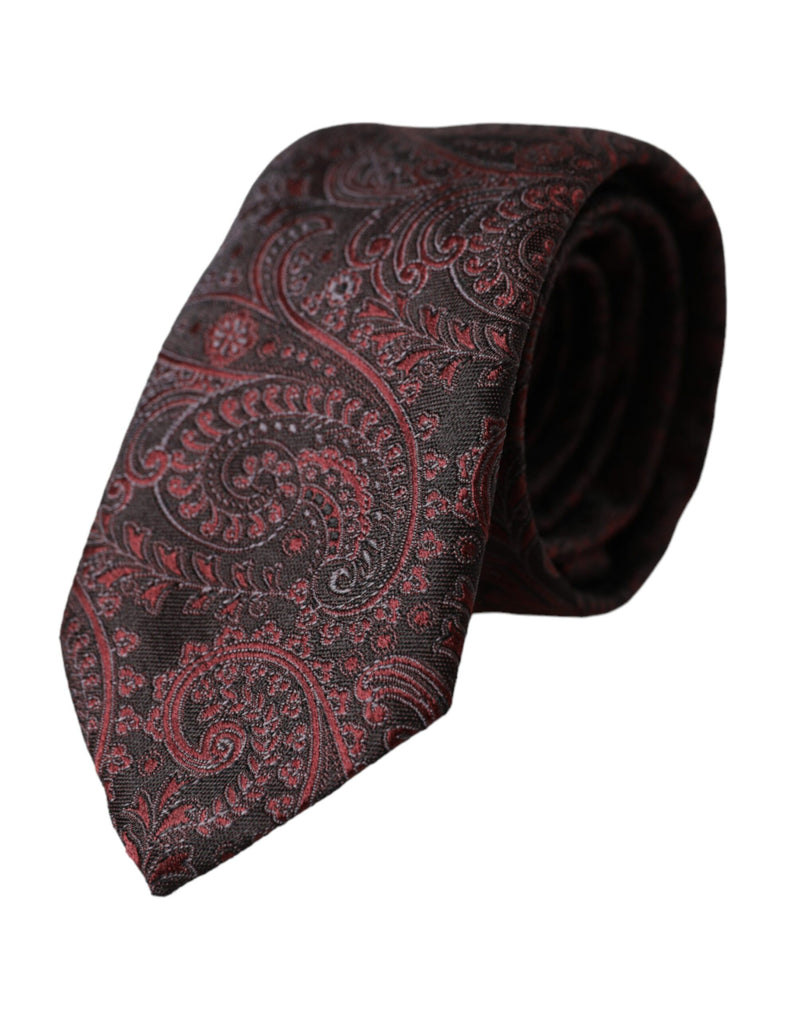 Bordeaux Patterned Silk Adjustable Men Tie-Dolce & Gabbana-LabelTerrace.com