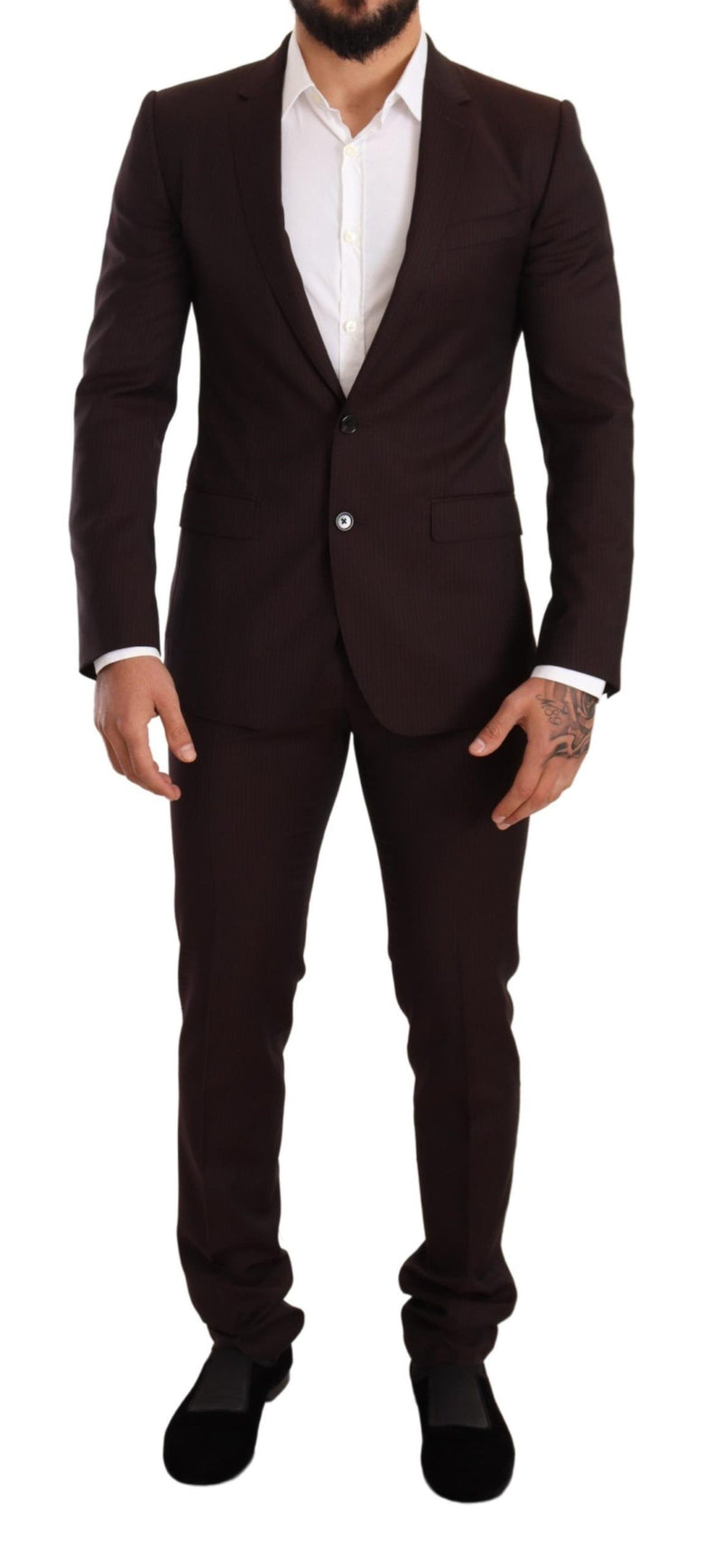 Bordeaux Wool MARTINI Slim Fit Suit-Dolce & Gabbana-LabelTerrace.com