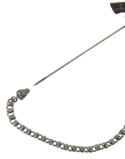 دبوس بروش على شكل مسدس من النحاس والنحاس والحرير للرجال