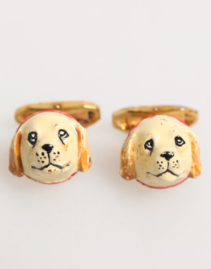 Brass Gold Tone Dog Puppy Men's Accessories Cufflink-Dolce & Gabbana-LabelTerrace.com