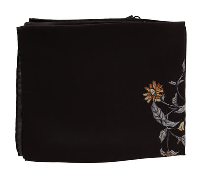 Brown 100% Silk Bird Print Wrap 80cm X 102cm RRP Scarf-Dolce & Gabbana-LabelTerrace.com