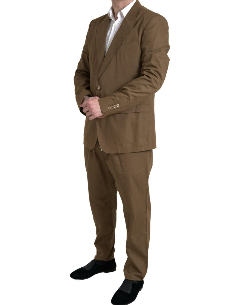 Brown 2 Piece Single Breasted TAORMINA Suit-Dolce & Gabbana-LabelTerrace.com