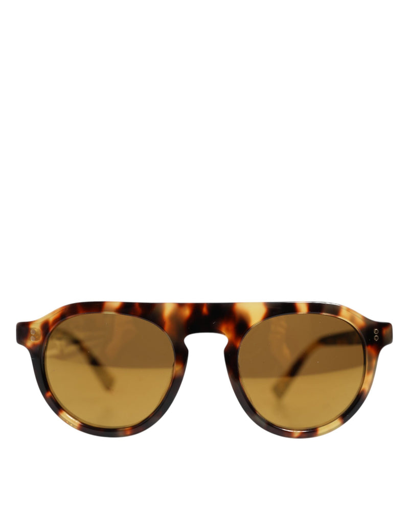 Brown Acetate Round Leopard Print Eyewear Sunglasses-Dolce & Gabbana-LabelTerrace.com