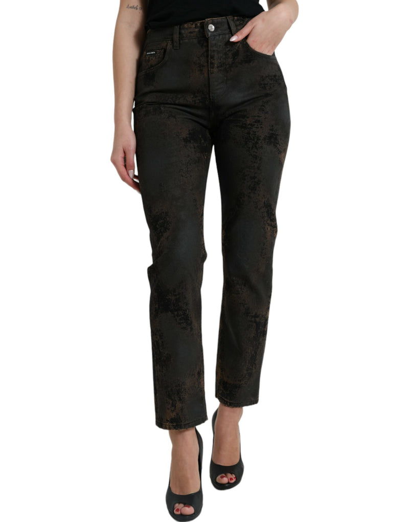 Brown BOYFRIEND Mid Waist Cotton Denim Jeans-Dolce & Gabbana-LabelTerrace.com
