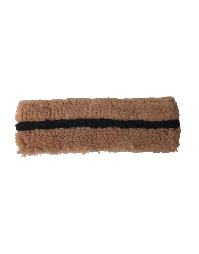 Brown Black Fleece Wool Head Band Hat Men-Dolce & Gabbana-LabelTerrace.com