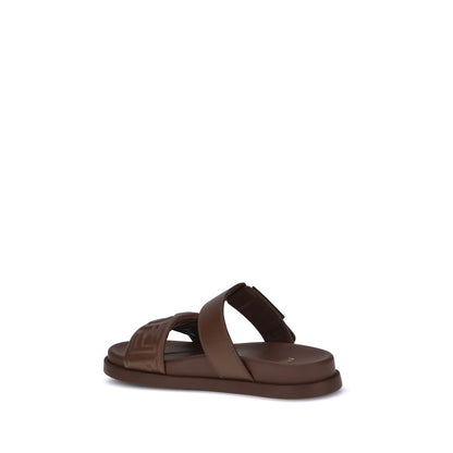 Brown Calf Leather Bos Taurus Flat Sandals