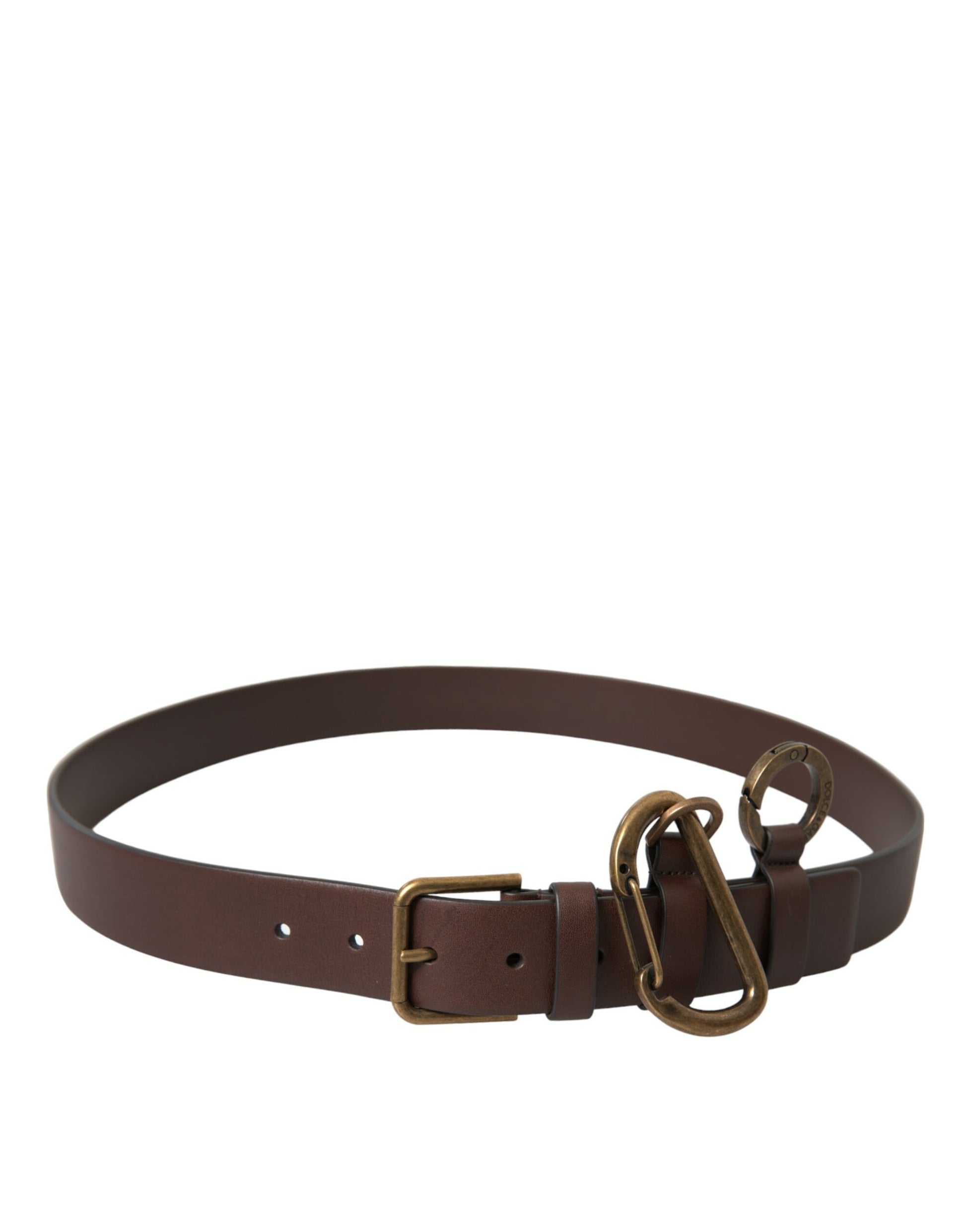 Brown Calf Leather Gold Metal Buckle Belt-Dolce & Gabbana-LabelTerrace.com