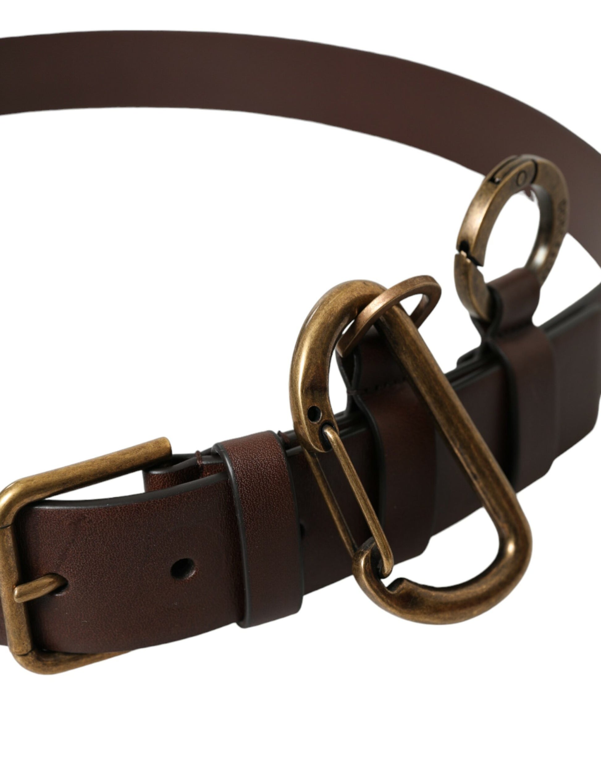 Brown Calf Leather Gold Metal Buckle Belt-Dolce & Gabbana-LabelTerrace.com