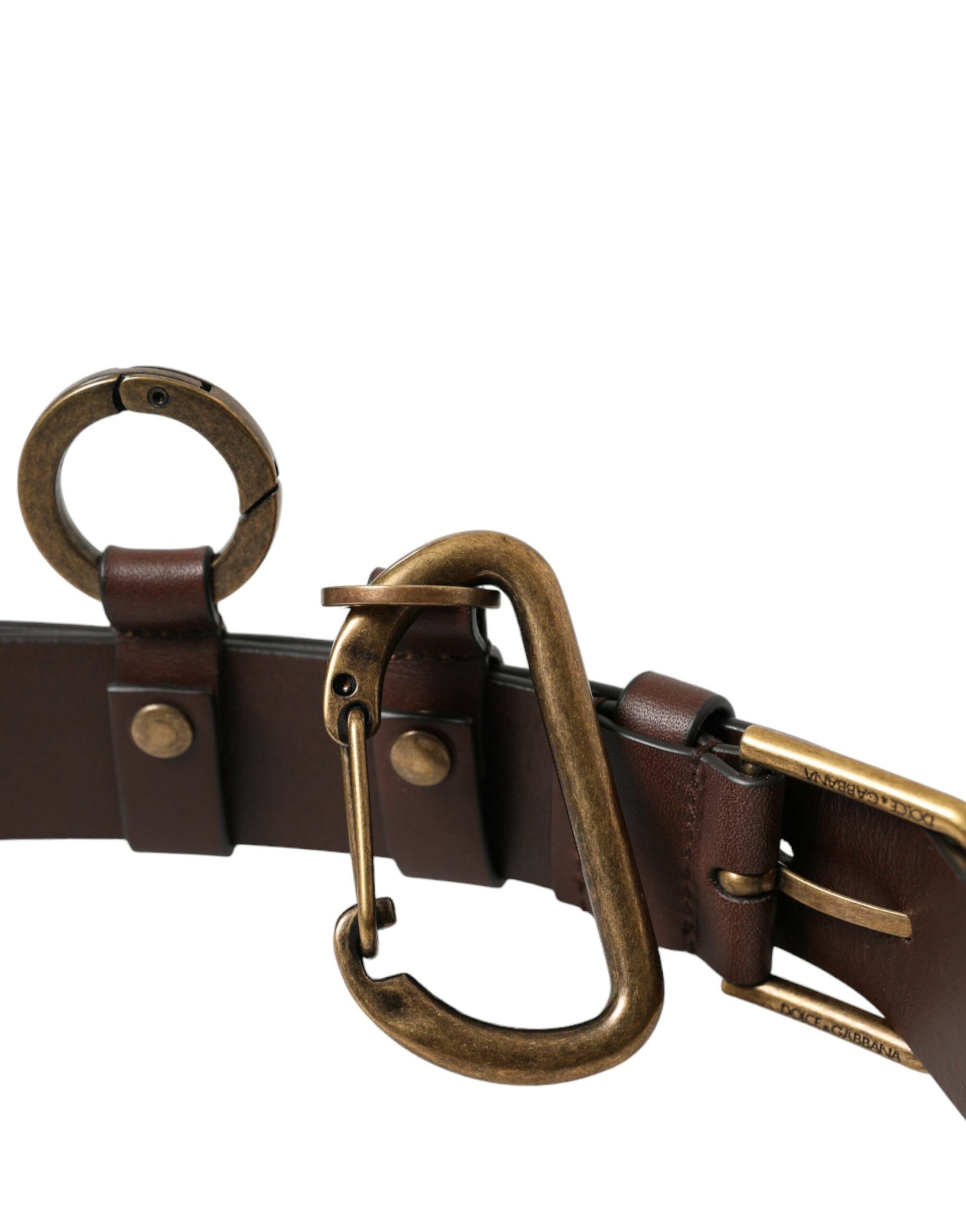 Brown Calf Leather Gold Metal Buckle Belt-Dolce & Gabbana-LabelTerrace.com