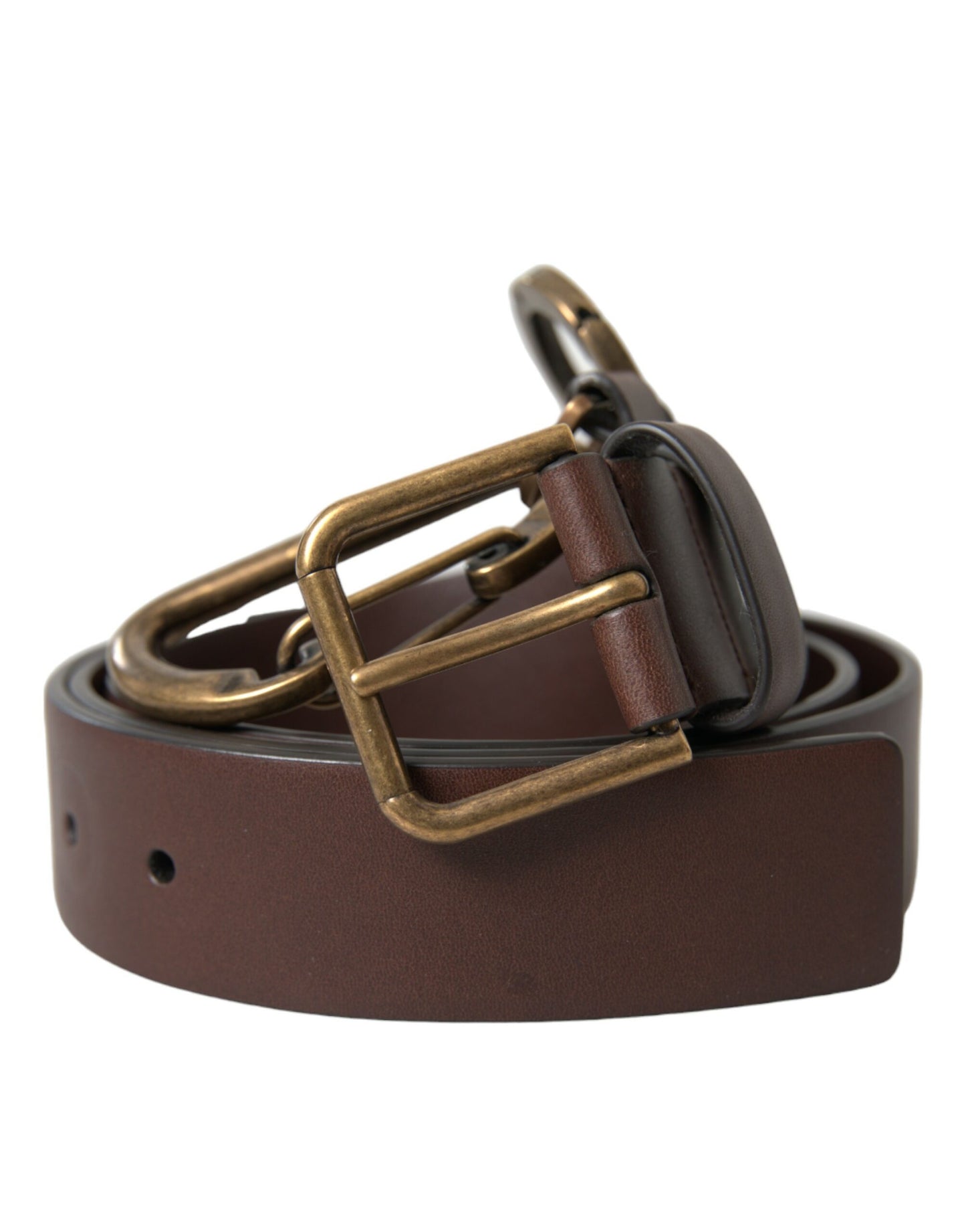 Brown Calf Leather Gold Metal Buckle Belt-Dolce & Gabbana-LabelTerrace.com