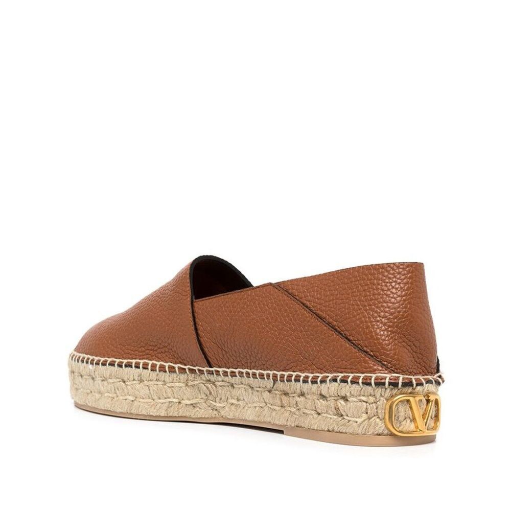 Logo-Plaque Leather Espadrilles-Valentino Garavani-LabelTerrace.com