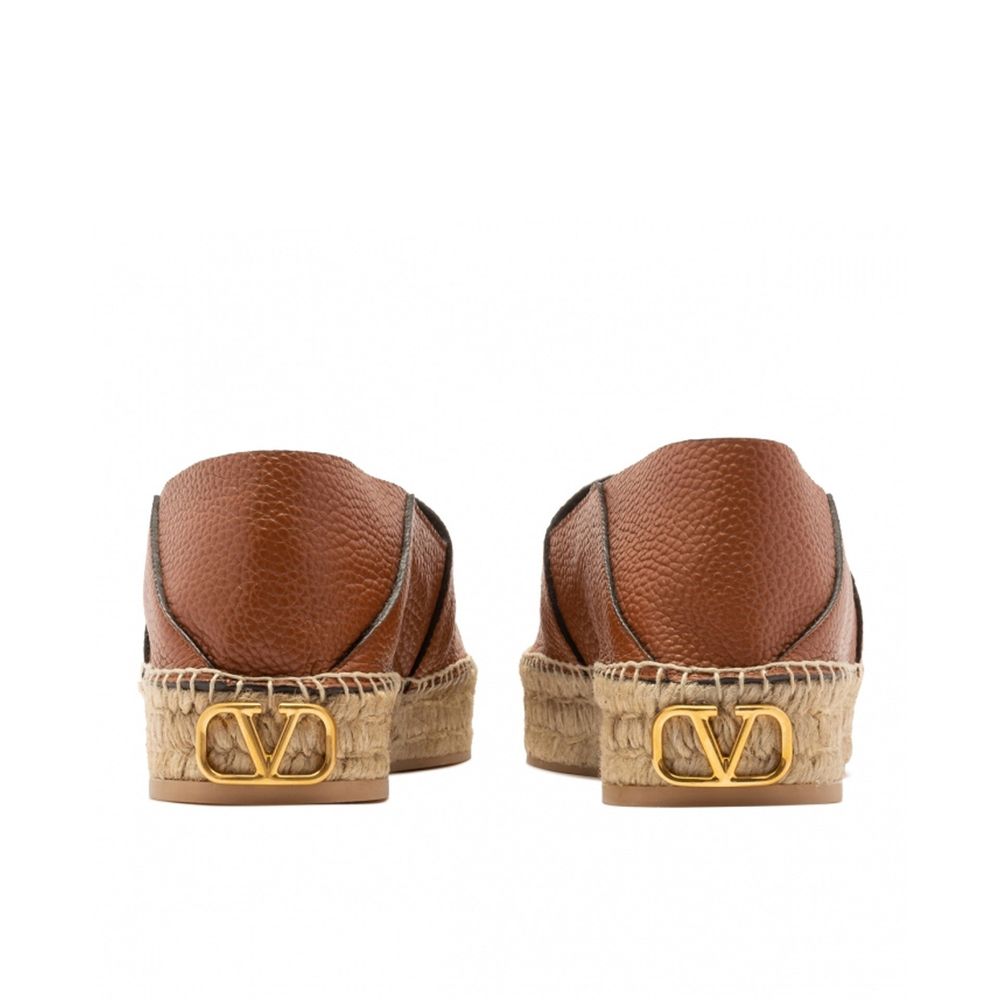 Logo-Plaque Leather Espadrilles-Valentino Garavani-LabelTerrace.com