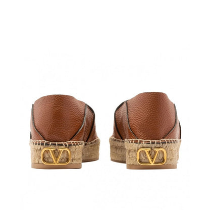 Logo-Plaque Leather Espadrilles-Valentino Garavani-LabelTerrace.com
