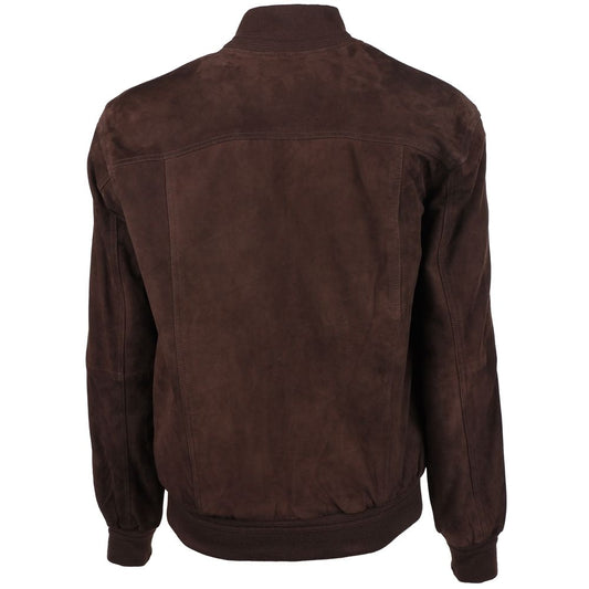 Brown Calfskin Men Bomber Jacket-Emilio Romanelli-LabelTerrace.com