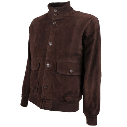 Brown Calfskin Men Bomber Jacket-Emilio Romanelli-LabelTerrace.com