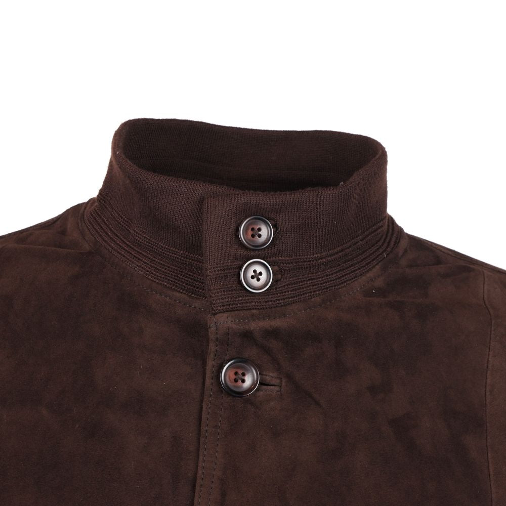 Brown Calfskin Men Bomber Jacket-Emilio Romanelli-LabelTerrace.com