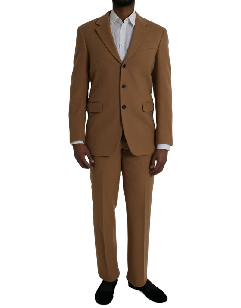 Brown Cashmere 2 Piece Single Breasted Suit-Prada-LabelTerrace.com