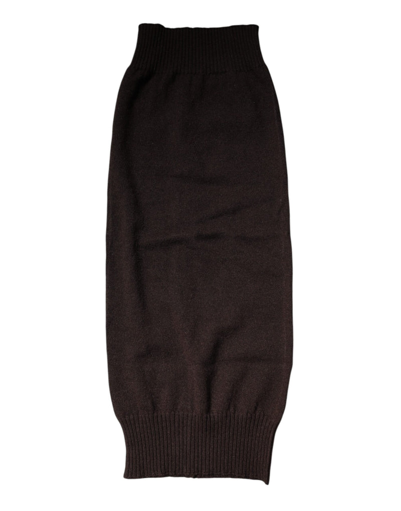 Brown Cashmere Knitted Neck Warmer Foulard Scarf-Dolce & Gabbana-LabelTerrace.com