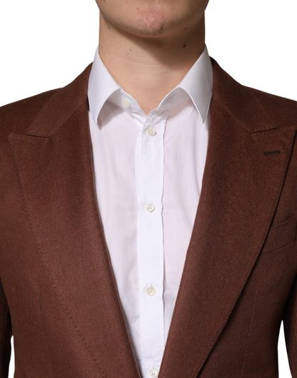 Brown Cashmere Single Breasted Jacket Blazer