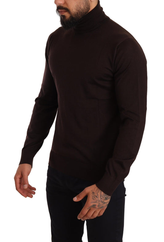 Brown Cashmere Turtleneck Pullover Sweater-Dolce & Gabbana-LabelTerrace.com