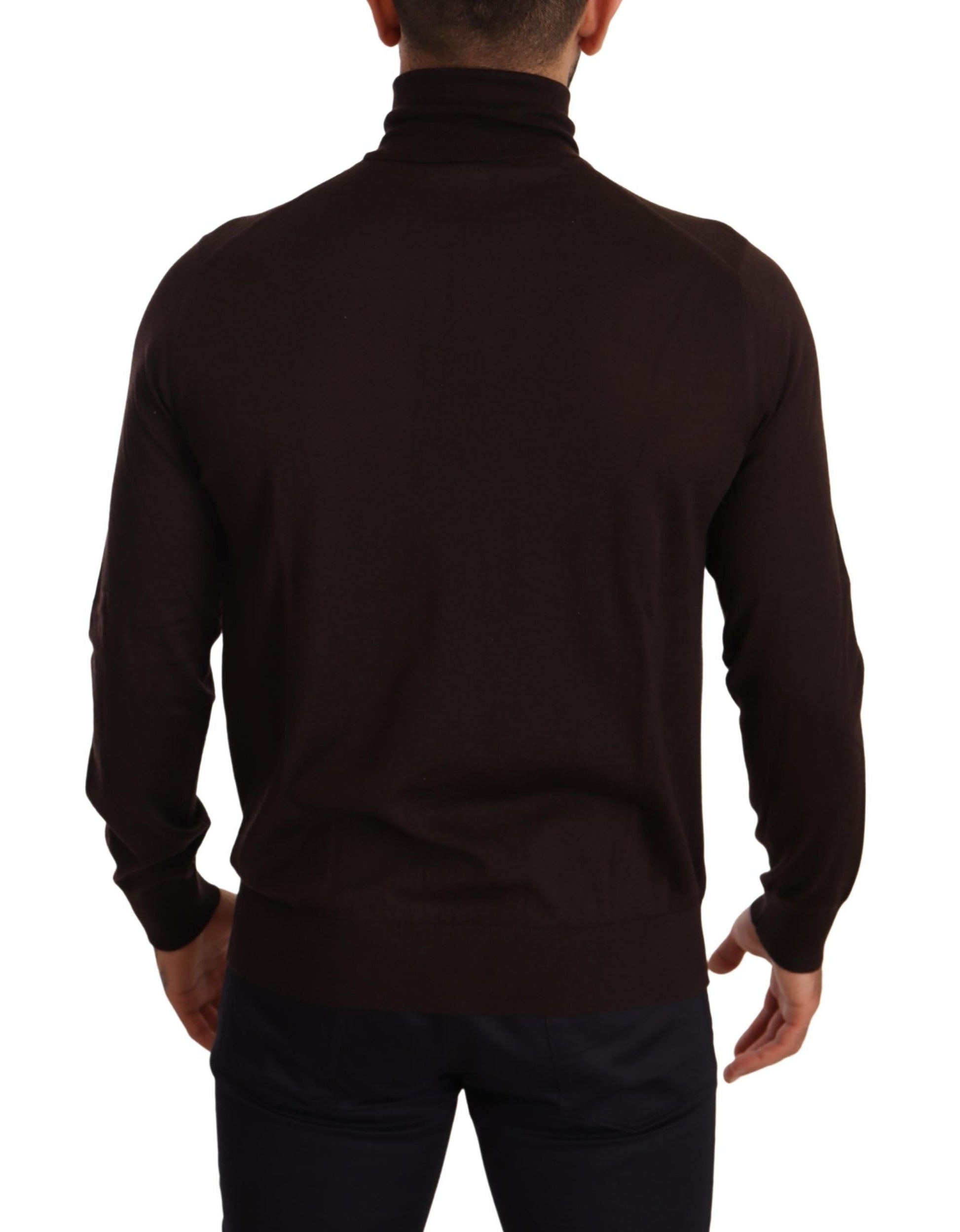 Brown Cashmere Turtleneck Pullover Sweater-Dolce & Gabbana-LabelTerrace.com