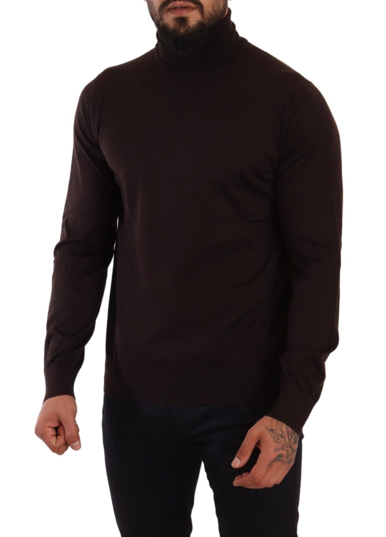 Brown Cashmere Turtleneck Pullover Sweater-Dolce & Gabbana-LabelTerrace.com