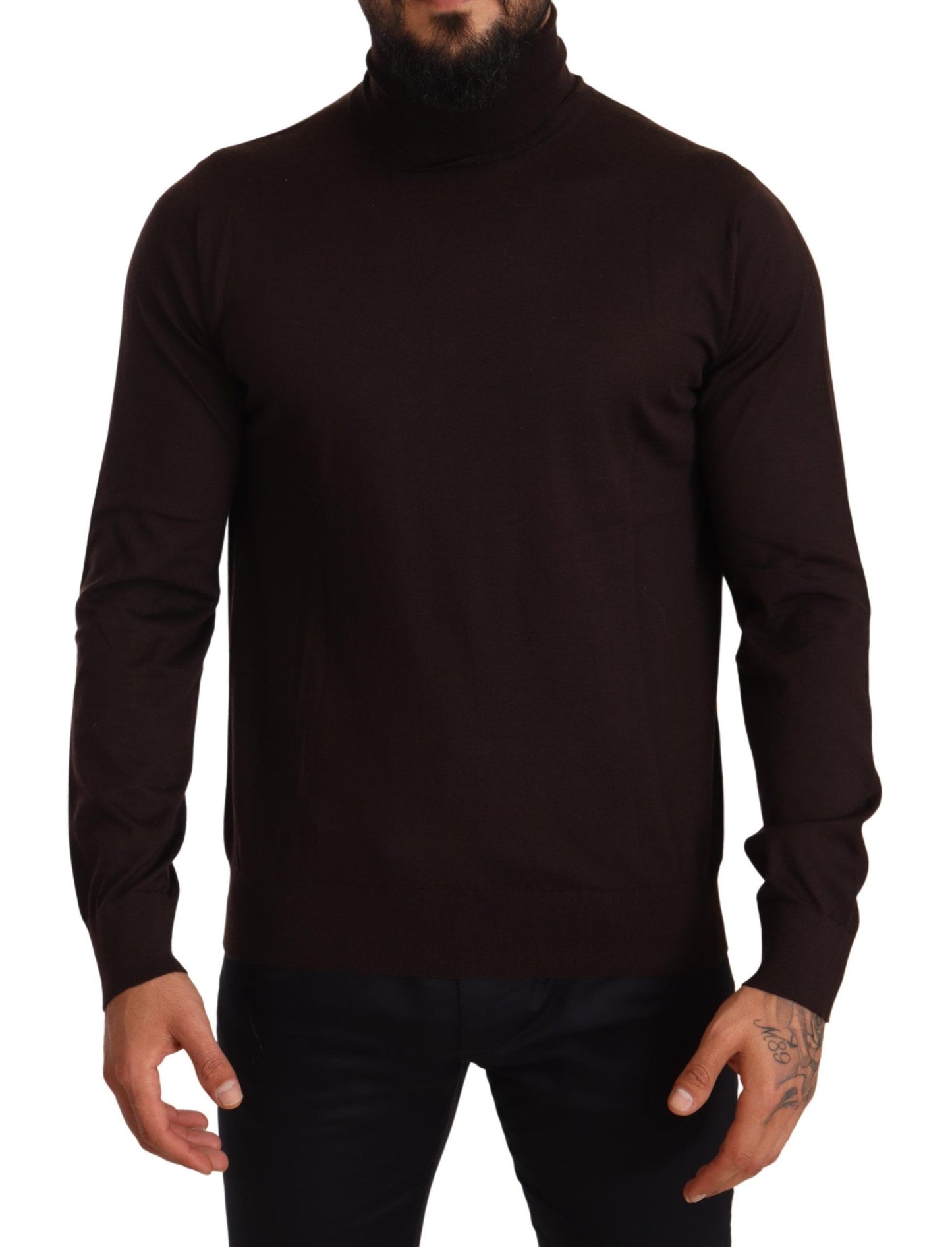 Brown Cashmere Turtleneck Pullover Sweater-Dolce & Gabbana-LabelTerrace.com