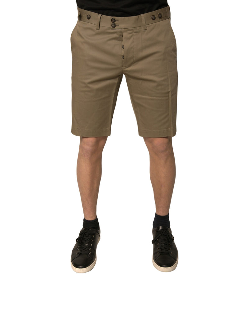 Brown Chino Cotton Stretch Casual Shorts-Dolce & Gabbana-LabelTerrace.com