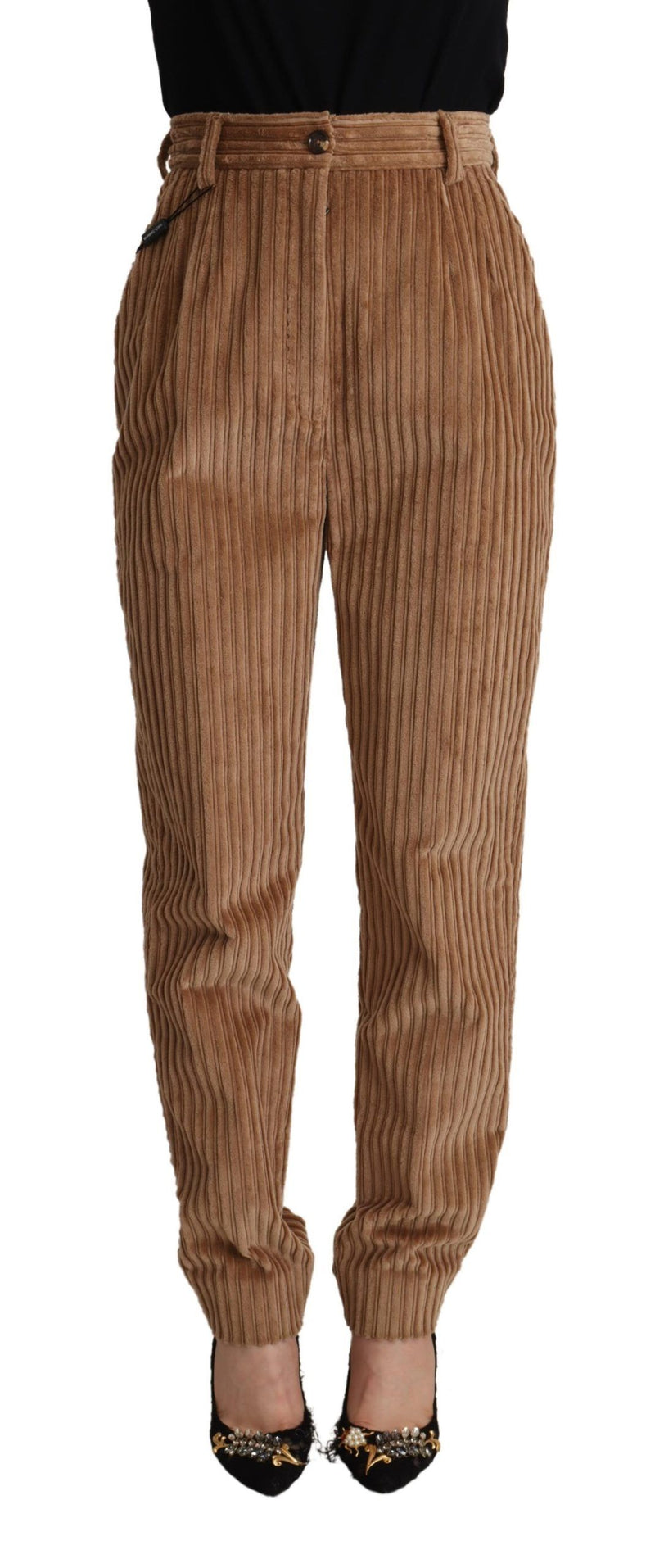 Brown Corduroy Cotton Trouser Tapered Pants-Dolce & Gabbana-LabelTerrace.com