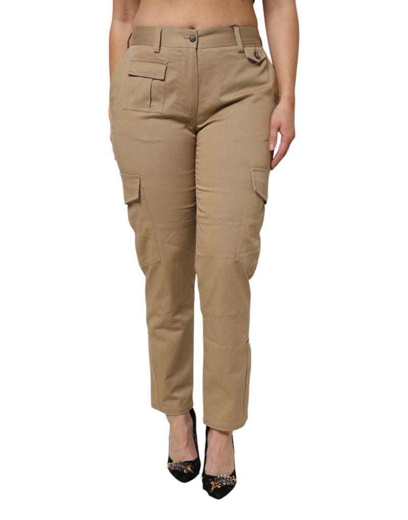 Brown Cotton Cargo Tapered Pants-Dolce & Gabbana-LabelTerrace.com