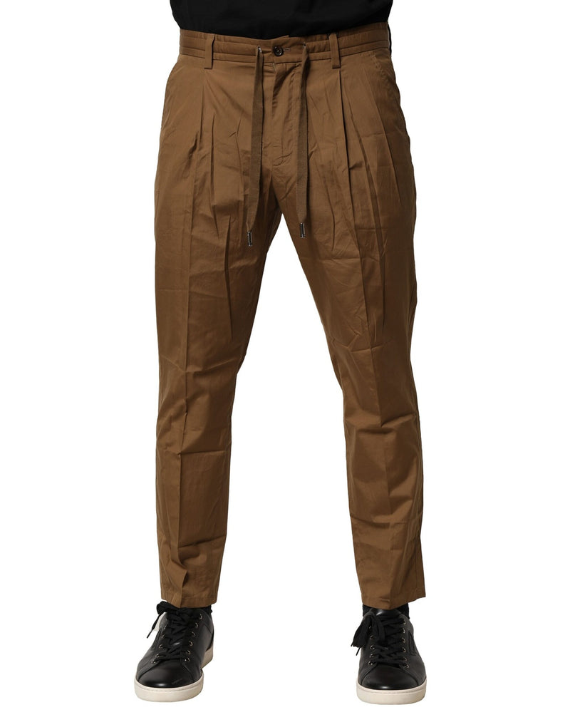 Brown Cotton Chino Mid Waist Men Pants-Dolce & Gabbana-LabelTerrace.com