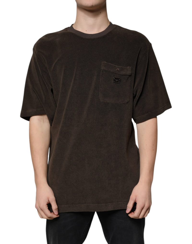 Brown Cotton Crew Neck Short Sleeves T-shirt-Dolce & Gabbana-LabelTerrace.com
