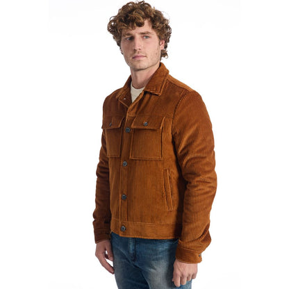 Brown Cotton Men Jacket-Roberto Pepe Luxury-LabelTerrace.com