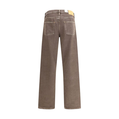Brown Cotton Relaxed Fit Jeans