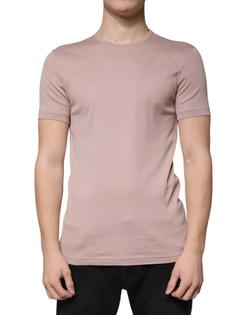 Brown Cotton Short Sleeves Round Neck T-shirt-Dolce & Gabbana-LabelTerrace.com
