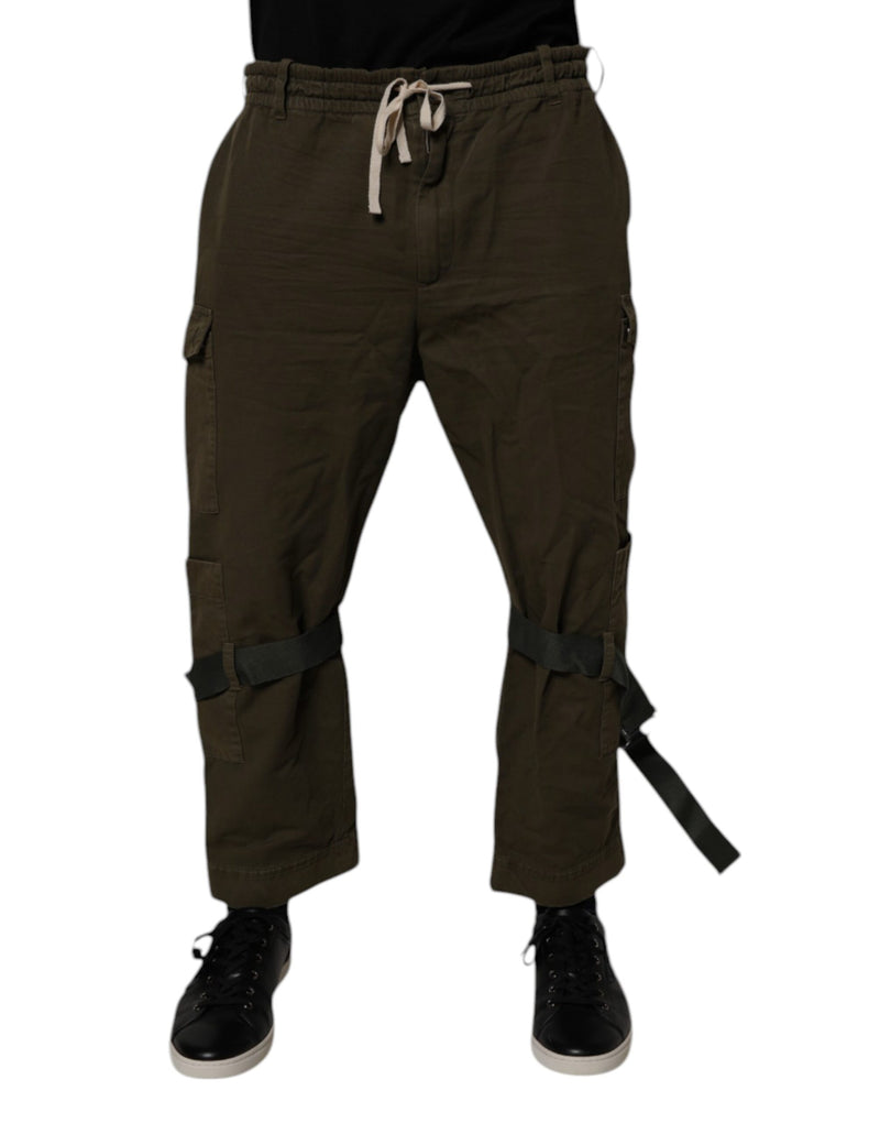 Brown Cotton Stretch Cargo Pants-Dolce & Gabbana-LabelTerrace.com
